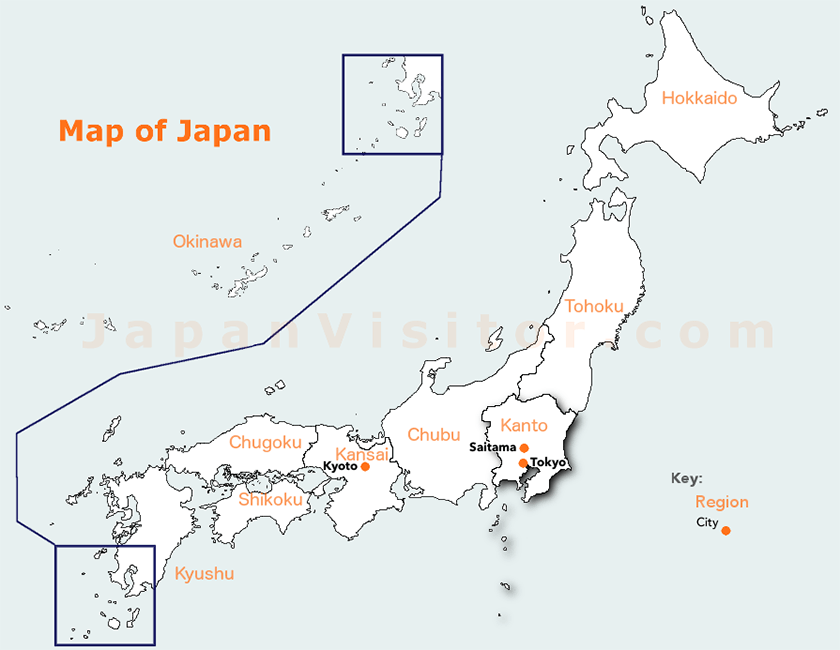 Saitama Map, Kanto.