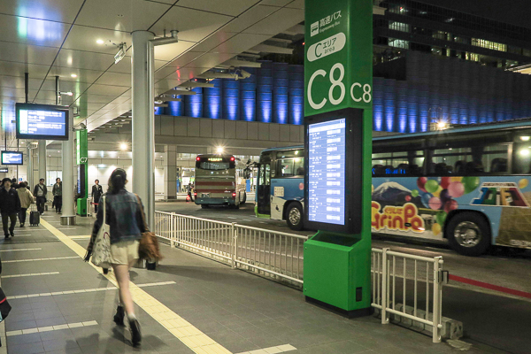 Bus departure platform at Busta Shinjuku, Tokyo.