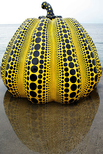 Yayoi Kusama Pumpkin on Naoshima Island.