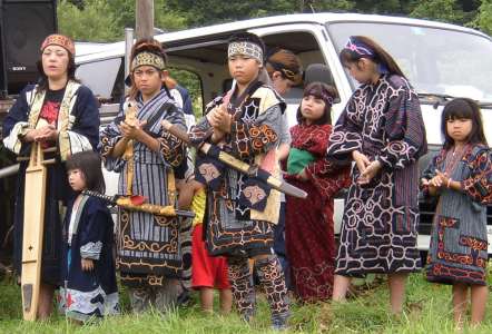 Ainu dancers on Hokkaido.