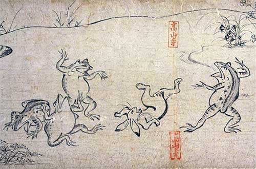 Choju-jinbutsu-giga, Animal-person Caricatures, Japan.