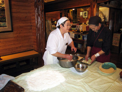 Preparing mochi at New Year in Japan.