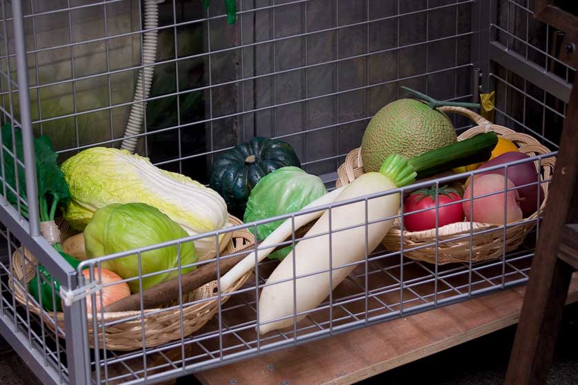 Replica fruit and vegetables on sale.