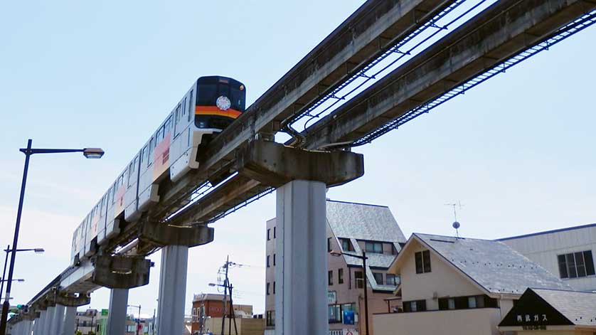 Traveling Tama Toshi Monorail train, Tokyo.