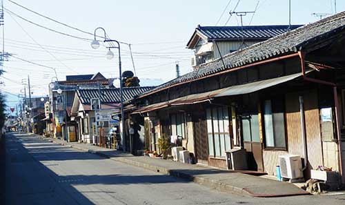 Old shopping street just outside the silk mill, Tomioka, Gunma Prefecture.