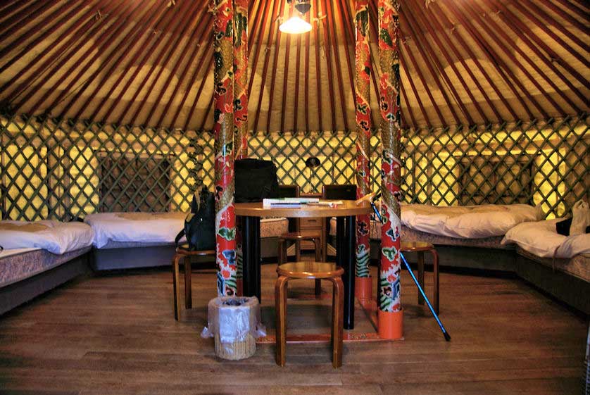 Interior of one of the yurts on Naoshima Island.