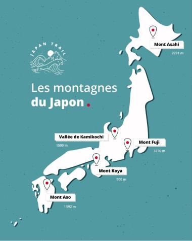Carte des montagnes au Japon