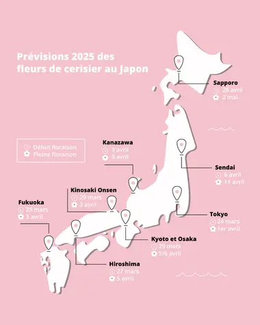 Prévisions 2025 de la floraison des fleurs de cerisiers