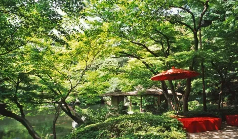 Le jardin Happô-en, dans l'arrondissement de Minato à Tokyo, offre un cadre à la fois bucolique et romantique pour les flâneries amoureuses