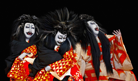Les expressions d'un acteur de théâtre kabuki. 