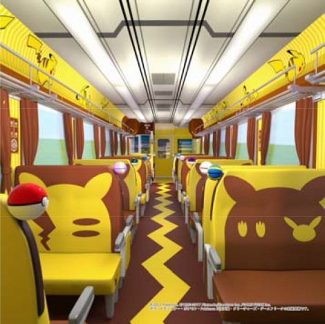 L'intérieur du nouveau train Pokémon, aux couleurs de Pikachu !