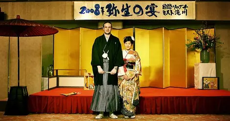 Couple mixte avec un homme blanc "gaijin" (étranger) et une femme japonaise