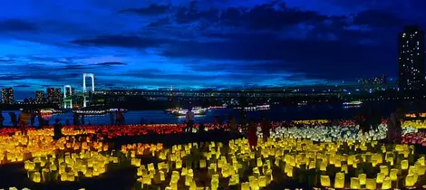 Le jour de la mer, célébré sur l'île artificielle d'Odaiba à Tokyo