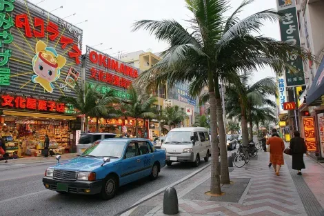 Kokusai-dori, ses palmiers et boutiques de souvenirs
