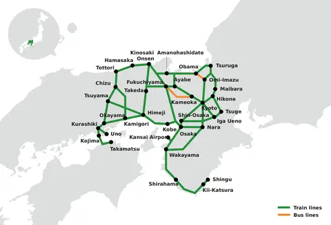 kansai wide area pass regional network map