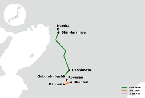 koyasan regional rail pass network map