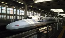 The Sanyo Shinkansen going from Hiroshima to Yamaguchi