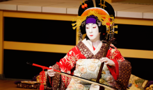 A onnagata, an actor specializing in female roles in kabuki theater.