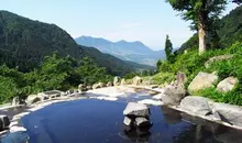 Hot Spring Maguse, located in a park near Nagano in the Japanese Alps.
