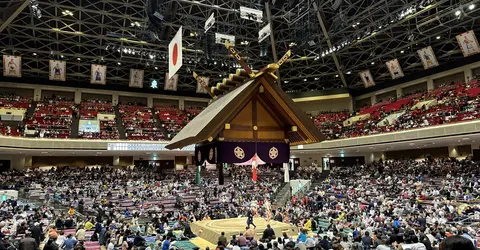 Inside the Kokugikan in Ryogoku