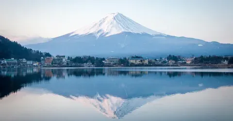 Le mont Fuji vu depuis le lac Kawaguchi