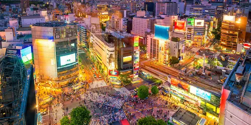 Weltberühmte Shibuya-Kreuzung, Tokio