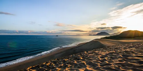 Sunrise in the sand dunes of Tottori, a small desert unique in Japan