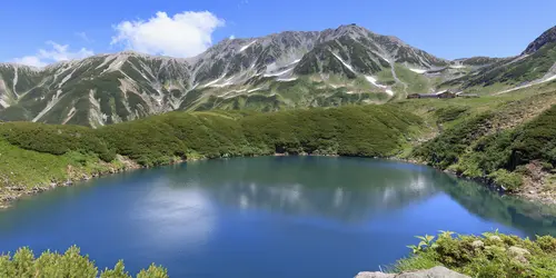 Snow and Turquoise Waters at Murodo and Mikurigaike Pond