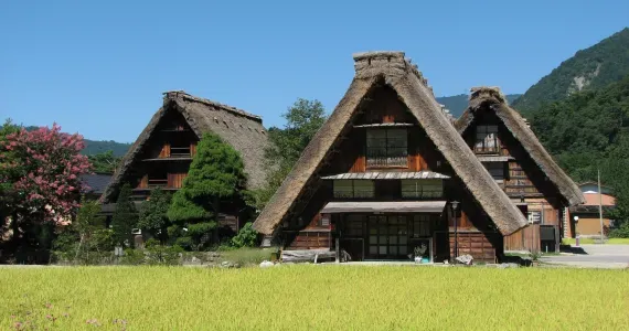 Des maisons de village gassho-zukuri.